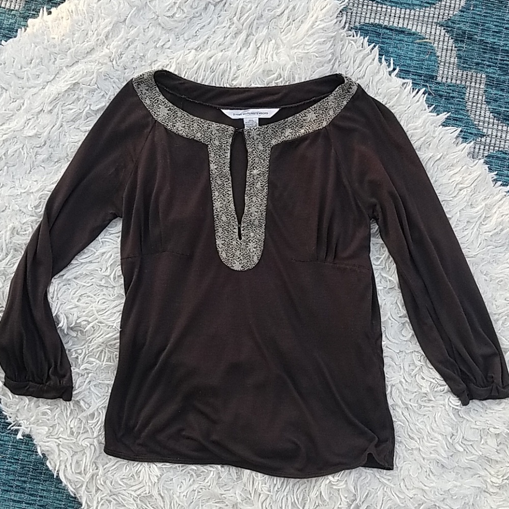 Diane Von Furstenberg Brown Blouse Size P